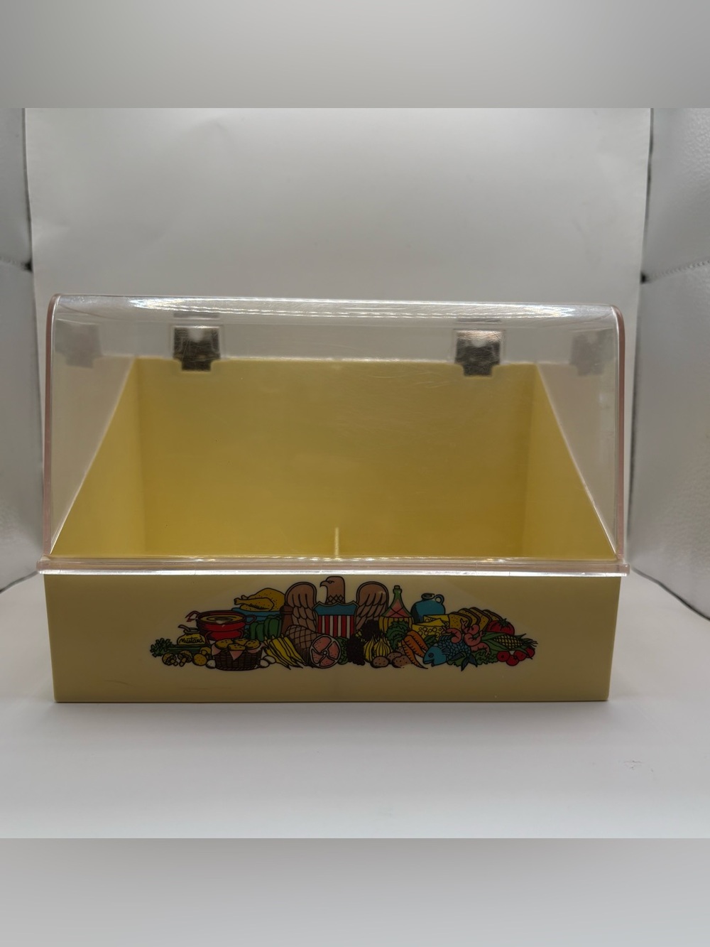 Vintage-Inspired Yellow Countertop Storage Box with Clear Flip Lid